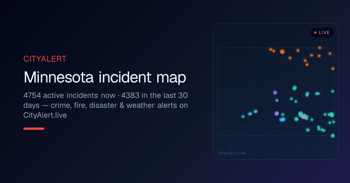 Minnesota Incident Map — Live Safety Alerts & Disasters · CityAlert.live